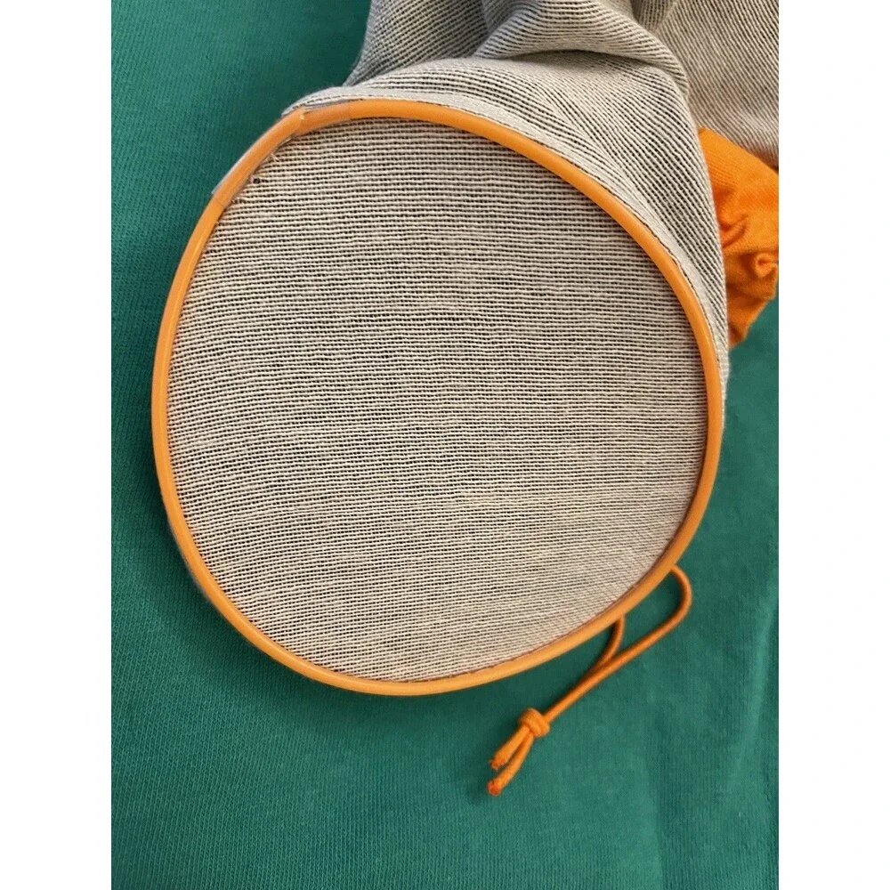 Contemporary Gray & Orange Hanging Onion Bag 11 in x 4 in Diameter Elastic Close